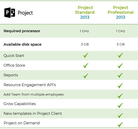 Project 2013 standard vs professional